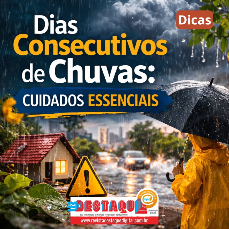 Dias consecutivos de chuvas: cuidados essenciais para segurança, saúde e bem-estar